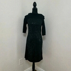 ESPERANZA $48.00 Black Sequin 3/4 Sleeve Sweater S